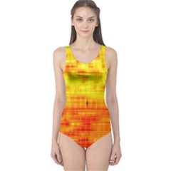 Bright Background Orange Yellow One Piece Swimsuit by Simbadda