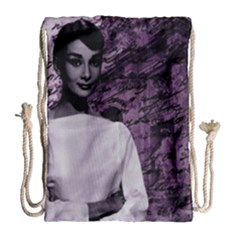 Audrey Hepburn Drawstring Bag (large) by Valentinaart