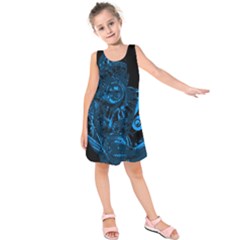 Warrior - Blue Kids  Sleeveless Dress by Valentinaart