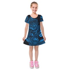 Warrior - Blue Kids  Short Sleeve Velvet Dress by Valentinaart