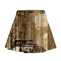 Vintage Old Car Mini Flare Skirt by Valentinaart