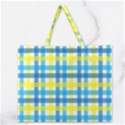 Gingham Plaid Yellow Aqua Blue Zipper Large Tote Bag View1