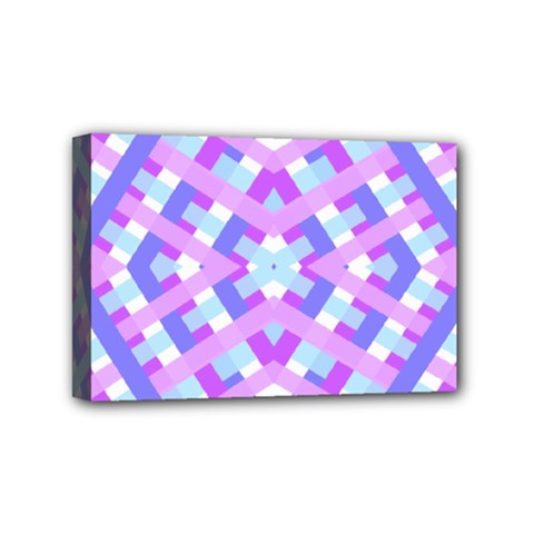 Geometric Gingham Merged Retro Pattern Mini Canvas 6  X 4  by Simbadda