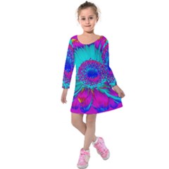 Retro Colorful Decoration Texture Kids  Long Sleeve Velvet Dress by Simbadda