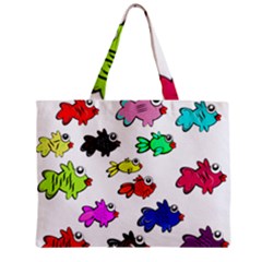 Fishes Marine Life Swimming Water Zipper Mini Tote Bag by Simbadda