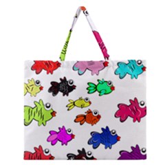 Fishes Marine Life Swimming Water Zipper Large Tote Bag by Simbadda