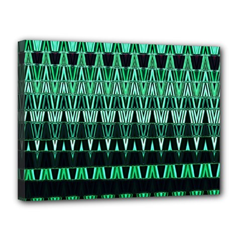 Green Triangle Patterns Canvas 16  X 12  by Simbadda