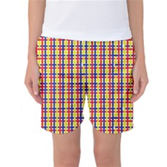 Yellow Blue Red Lines Color Pattern Women s Basketball Shorts by Simbadda