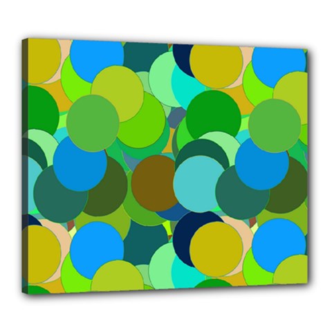 Green Aqua Teal Abstract Circles Canvas 24  X 20  by Simbadda