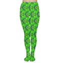 Green Abstract Art Circles Swirls Stars Women s Tights View1