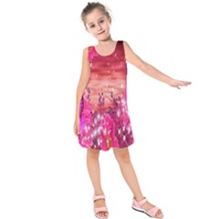 Flowers Neon Stars Glow Pink Sakura Gerberas Sparkle Shine Daisies Bright Gerbera Butterflies Sunris Kids  Sleeveless Dress by Simbadda