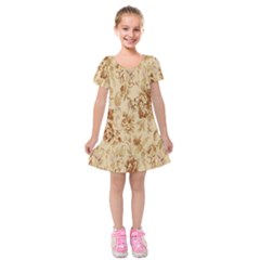 Patterns Flowers Petals Shape Background Kids  Short Sleeve Velvet Dress by Simbadda