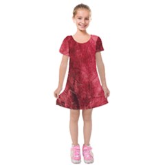 Red Background Texture Kids  Short Sleeve Velvet Dress by Simbadda