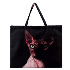 Sphynx Cat Zipper Large Tote Bag by Valentinaart