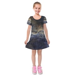 Propeller Nebula Kids  Short Sleeve Velvet Dress by SpaceShop