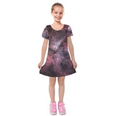 Carina Peach 4553 Kids  Short Sleeve Velvet Dress by SpaceShop