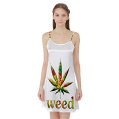 Marijuana Leaf Bright Graphic Satin Night Slip by Simbadda