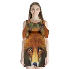 Fox Shoulder Cutout Velvet  One Piece by Simbadda