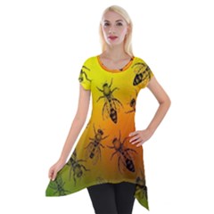 Insect Pattern Short Sleeve Side Drop Tunic by Simbadda