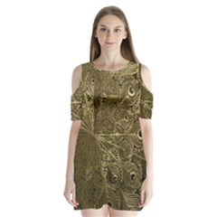 Peacock Metal Tray Shoulder Cutout Velvet  One Piece by Simbadda