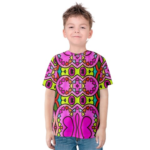 Love Hearths Colourful Abstract Background Design Kids  Cotton Tee by Simbadda