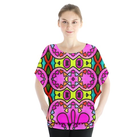 Love Hearths Colourful Abstract Background Design Blouse by Simbadda