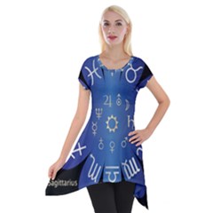 Astrology Birth Signs Chart Short Sleeve Side Drop Tunic by Amaryn4rt