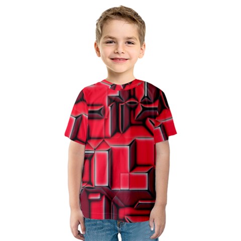 Background With Red Texture Blocks Kids  Sport Mesh Tee by Amaryn4rt