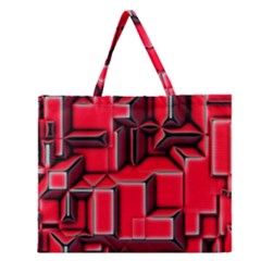 Background With Red Texture Blocks Zipper Large Tote Bag by Amaryn4rt