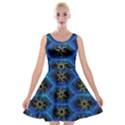 Blue Bee Hive Pattern Velvet Skater Dress View1