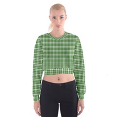 St  Patricks Day Plaid Pattern Women s Cropped Sweatshirt by Valentinaart