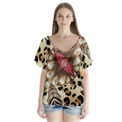 Animal Tissue And Flowers Flutter Sleeve Top by Amaryn4rt