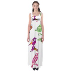 Birds Colorful Floral Funky Empire Waist Maxi Dress by Amaryn4rt