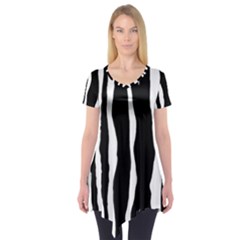 Zebra Background Pattern Short Sleeve Tunic  by Amaryn4rt