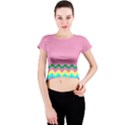 Easter Chevron Pattern Stripes Crew Neck Crop Top View1