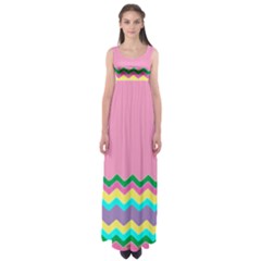 Easter Chevron Pattern Stripes Empire Waist Maxi Dress by Amaryn4rt