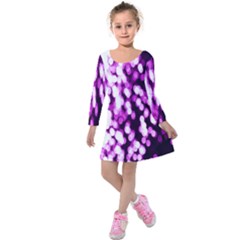 Bokeh Background In Purple Color Kids  Long Sleeve Velvet Dress by Amaryn4rt