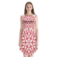 Red Pattern Filigree Snowflake On White Sleeveless Chiffon Dress   by Amaryn4rt