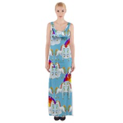 Rainbow Pony  Maxi Thigh Split Dress by Valentinaart