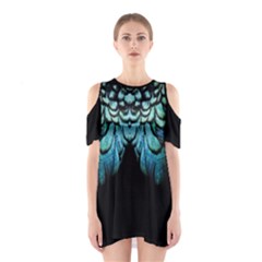 Blue And Green Feather Collier Shoulder Cutout One Piece by LetsDanceHaveFun