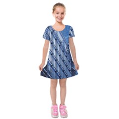 Building Architectural Background Kids  Short Sleeve Velvet Dress by Simbadda