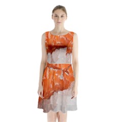 Abstract Angel Bass Beach Chef Sleeveless Chiffon Waist Tie Dress by Simbadda