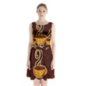 Coffee Drink Abstract Sleeveless Chiffon Waist Tie Dress View1