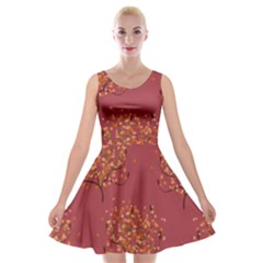 Beautiful Tree Background Pattern Velvet Skater Dress by Simbadda