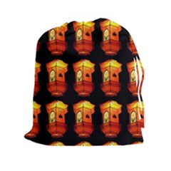 Paper Lanterns Pattern Background In Fiery Orange With A Black Background Drawstring Pouches (xxl) by Simbadda