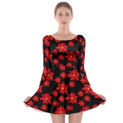 Xmas Flowers Long Sleeve Skater Dress by CoolDesigns