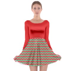 Xmas Zigzag Long Sleeve Skater Dress by CoolDesigns