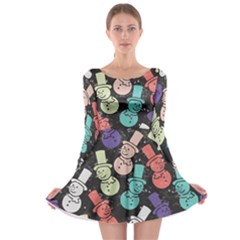 Vintage Snowman Long Sleeve Skater Dress by CoolDesigns