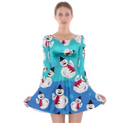 Blue Snowman Long Sleeve Skater Dress by CoolDesigns