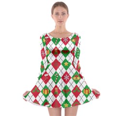 Xmas Diamonds Long Sleeve Skater Dress by CoolDesigns